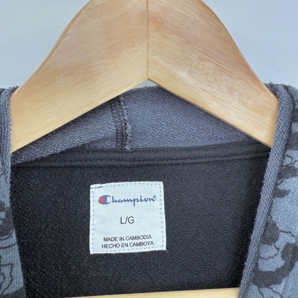 Champion‎ Women's Black Leopard Print Trim Hoodie Size L - Picture 3 of 9
